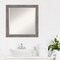 Beveled Bathroom Wall Mirror, Pinstripe Plank Grey Narrow Frame